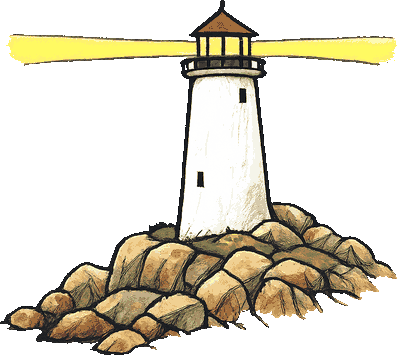 岬に立つ灯台のイラスト
